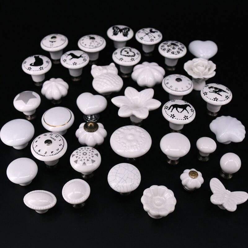 1x Classic White  Porcelain/Ceramic Drawer Pull Knob Cabinet Cupboard Door Handle Knob