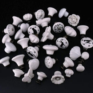 1x Classic White  Porcelain/Ceramic Drawer Pull Knob Cabinet Cupboard Door Handle Knob
