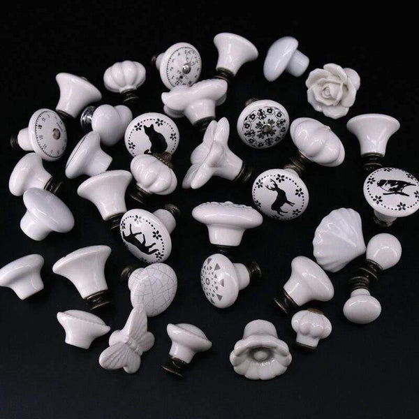 1x Classic White  Porcelain/Ceramic Drawer Pull Knob Cabinet Cupboard Door Handle Knob