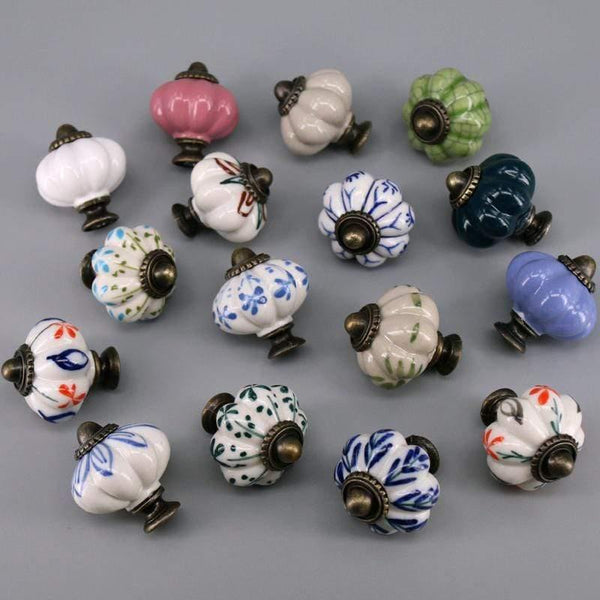 1x Hot selling Pumpkins Knobs Ceramic Kitchen Cupboard Cabinet Wardrobe Baby Children Room Pull Drawer 33mm Porcelain Handle