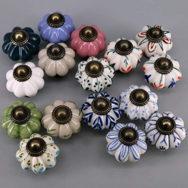 1x Hot selling Pumpkins Knobs Ceramic Kitchen Cupboard Cabinet Wardrobe Baby Children Room Pull Drawer 33mm Porcelain Handle
