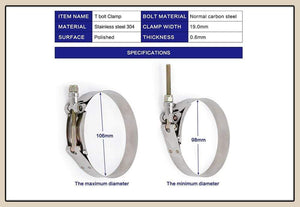 Planet Gates 2.0" 2.25" 2.5" 2.75" 3.0" 3.25" 3.5" 3.75" 4.0" T-Bolt Exhaust Clamp Intake Turbo Exhaust Intercooler Silicone Coupler 1 Piece