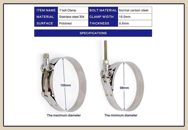 Planet Gates 2.0" 2.25" 2.5" 2.75" 3.0" 3.25" 3.5" 3.75" 4.0" T-Bolt Exhaust Clamp Intake Turbo Exhaust Intercooler Silicone Coupler 1 Piece