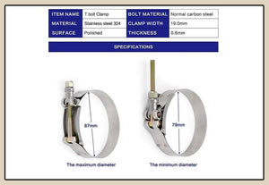 Planet Gates 2.0" 2.25" 2.5" 2.75" 3.0" 3.25" 3.5" 3.75" 4.0" T-Bolt Exhaust Clamp Intake Turbo Exhaust Intercooler Silicone Coupler 1 Piece