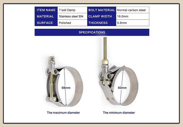 Planet Gates 2.0" 2.25" 2.5" 2.75" 3.0" 3.25" 3.5" 3.75" 4.0" T-Bolt Exhaust Clamp Intake Turbo Exhaust Intercooler Silicone Coupler 1 Piece