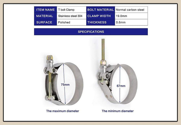 Planet Gates 2.0" 2.25" 2.5" 2.75" 3.0" 3.25" 3.5" 3.75" 4.0" T-Bolt Exhaust Clamp Intake Turbo Exhaust Intercooler Silicone Coupler 1 Piece