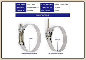 Planet Gates 2.0" 2.25" 2.5" 2.75" 3.0" 3.25" 3.5" 3.75" 4.0" T-Bolt Exhaust Clamp Intake Turbo Exhaust Intercooler Silicone Coupler 1 Piece