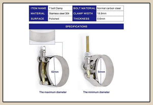 Planet Gates 2.0" 2.25" 2.5" 2.75" 3.0" 3.25" 3.5" 3.75" 4.0" T-Bolt Exhaust Clamp Intake Turbo Exhaust Intercooler Silicone Coupler 1 Piece