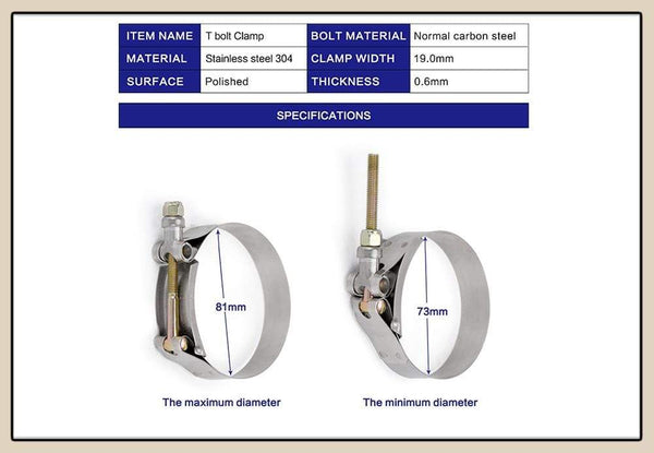 Planet Gates 2.0" 2.25" 2.5" 2.75" 3.0" 3.25" 3.5" 3.75" 4.0" T-Bolt Exhaust Clamp Intake Turbo Exhaust Intercooler Silicone Coupler 1 Piece