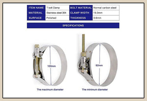 Planet Gates 2.0" 2.25" 2.5" 2.75" 3.0" 3.25" 3.5" 3.75" 4.0" T-Bolt Exhaust Clamp Intake Turbo Exhaust Intercooler Silicone Coupler 1 Piece