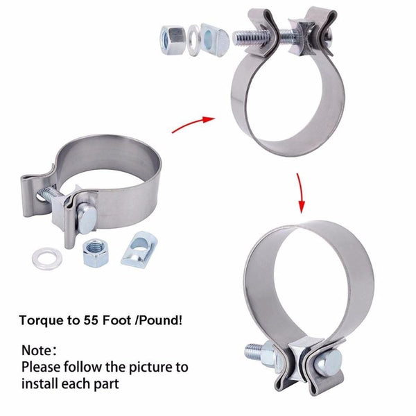 Planet Gates 2.0" 2.25" 2.5" 3.0" 4.0" Stainless Exhaust Lap Joint Exhaust Band Clamp Exhaust Sleeve Butt Joint Clamp