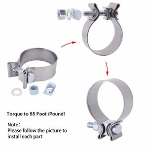 Planet Gates 2.0" 2.25" 2.5" 3.0" 4.0" Stainless Exhaust Lap Joint Exhaust Band Clamp Exhaust Sleeve Butt Joint Clamp