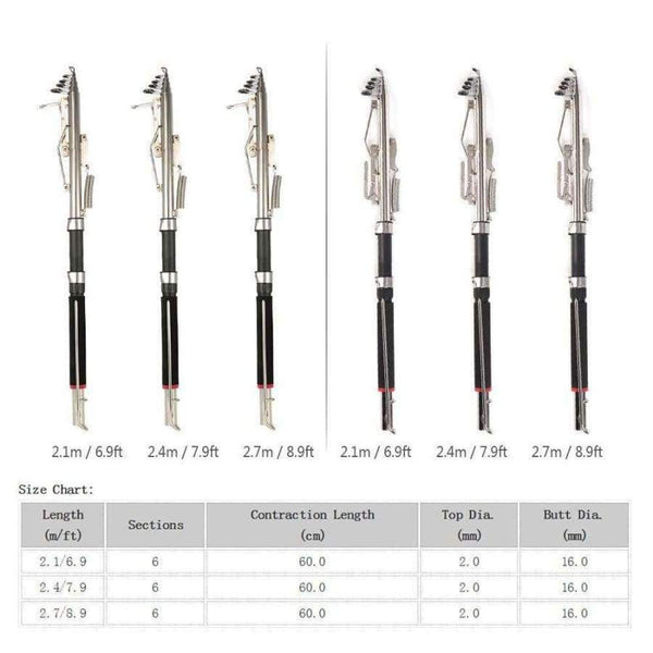 Planet Gates 2.1/2.4/2.7m Fishing Rod Adjustable Telescopic Automatic Pole Sea Shore River Lake Fishing Tackle Canaas De Pescar
