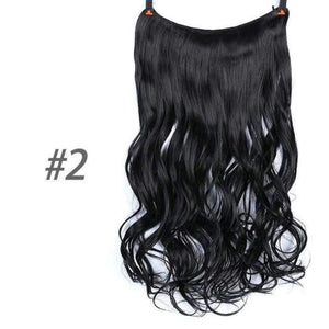 Planet Gates 2 1 / 22inches 22" 56 cm Long Wave Invisible Hair Extension Without Clip Fish Line Synthetic Wig as Natural Hair DIFE