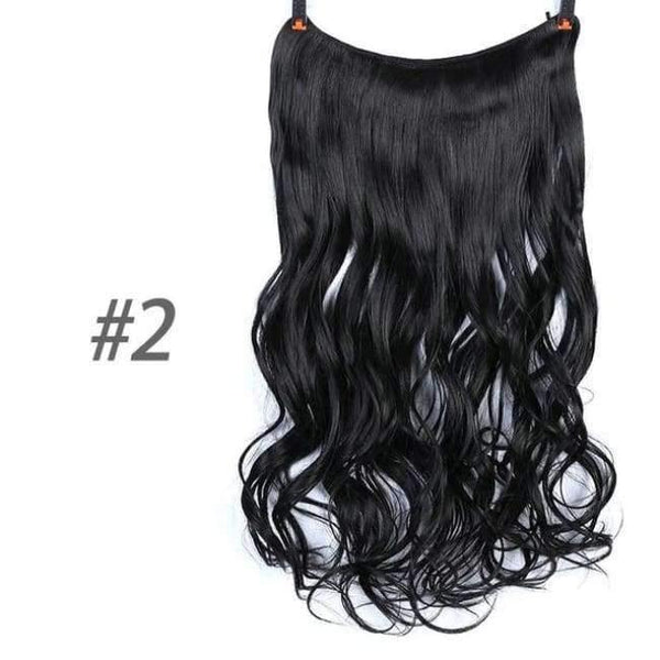 Planet Gates 2 1 / 22inches 22" 56 cm Long Wave Invisible Hair Extension Without Clip Fish Line Synthetic Wig as Natural Hair DIFE