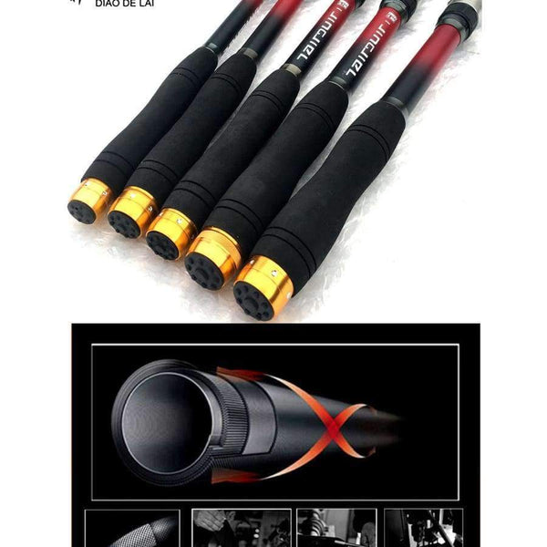 Planet Gates 2.1 m Telescopic Fishing Rod 99% Carbon Fiber 2.1-3.6M Carbon Spinning Pole Sea Fishing Stick Metal Ring