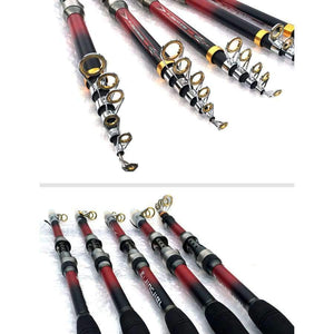 Planet Gates 2.1 m Telescopic Fishing Rod 99% Carbon Fiber 2.1-3.6M Carbon Spinning Pole Sea Fishing Stick Metal Ring