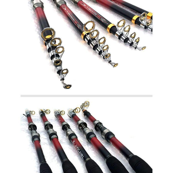 Planet Gates 2.1 m Telescopic Fishing Rod 99% Carbon Fiber 2.1-3.6M Carbon Spinning Pole Sea Fishing Stick Metal Ring