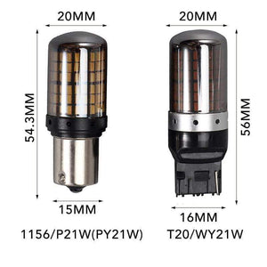 Planet Gates 2*1156 BA15S P21W/BAU15S PY21W/T20 7440 W21W LED Turn Signal Light Bulb Canbus Error free No Hyper Flash Amber 144SMD