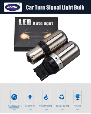Planet Gates 2*1156 BA15S P21W/BAU15S PY21W/T20 7440 W21W LED Turn Signal Light Bulb Canbus Error free No Hyper Flash Amber 144SMD