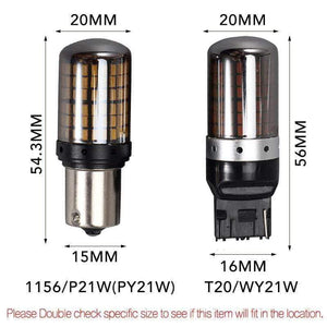 Planet Gates 2*1156 BA15S P21W/BAU15S PY21W/T20 7440 W21W LED Turn Signal Light Bulb Canbus Error free No Hyper Flash Amber 144SMD