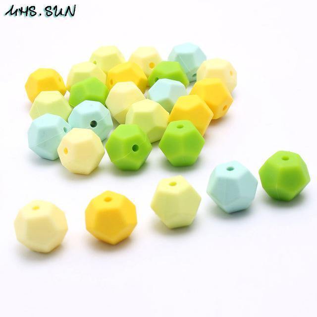 Planet Gates Colorful Silicone Pentagon Beads For Baby Infants Chewable Teething Nursing Necklace Toy DIY Jewelry Making 50Pcs