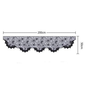 Planet Gates 2 1pc Halloween Decoration Props Black Lace Spiderweb Bat Fireplace Mantle Scarf Cover Tablecloth Christmas Festive Party Supplies