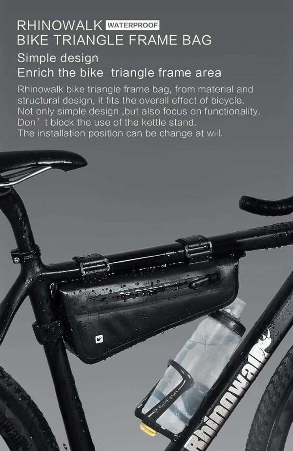 Planet Gates 2.2 L Bike Triangle Frame Bag Full Waterproof Front Tube Cycling Bag 2.8L for Road MTB Foldable Bike Storage Tool Panniers
