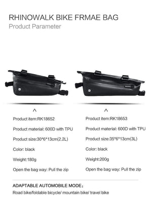 Planet Gates 2.2 L Bike Triangle Frame Bag Full Waterproof Front Tube Cycling Bag 2.8L for Road MTB Foldable Bike Storage Tool Panniers
