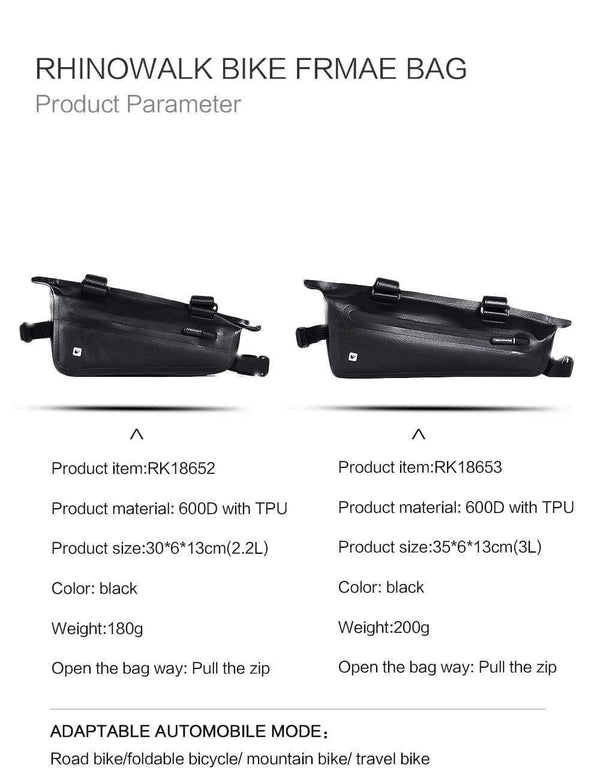 Planet Gates 2.2 L Bike Triangle Frame Bag Full Waterproof Front Tube Cycling Bag 2.8L for Road MTB Foldable Bike Storage Tool Panniers