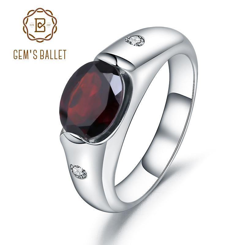 Planet Gates 2.21Ct Natural Red Garnet Gemstone Wedding Ring For Women Genuine Solid 925 Sterling Sliver Fine Jewelry