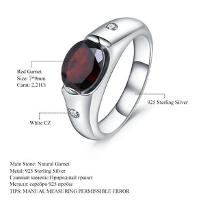Planet Gates 2.21Ct Natural Red Garnet Gemstone Wedding Ring For Women Genuine Solid 925 Sterling Sliver Fine Jewelry