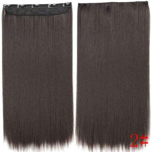 Planet Gates #2 / 22inches 22Inch Long Straight Synthetic Clip in Hair Extension Heat Resistant 5 Clip Hairpiece Black Blonde Brown Synthetic Hair