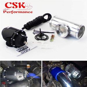 Planet Gates 2.25" Straight Flange Pipe Adapter + Adjustable SQV Blow Off Valve BOV II 2 Black / Silver