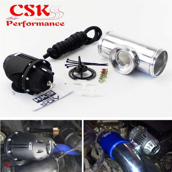 Planet Gates 2.25" Straight Flange Pipe Adapter + Adjustable SQV Blow Off Valve BOV II 2 Black / Silver