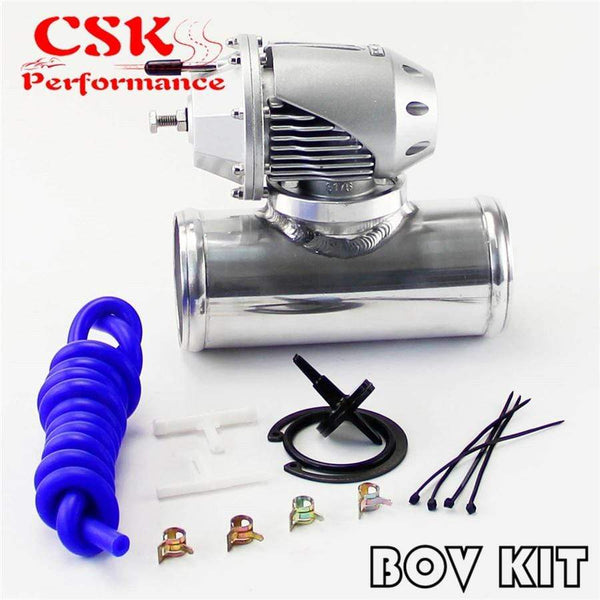 Planet Gates 2.25" Straight Flange Pipe Adapter + Adjustable SQV Blow Off Valve BOV II 2 Black / Silver