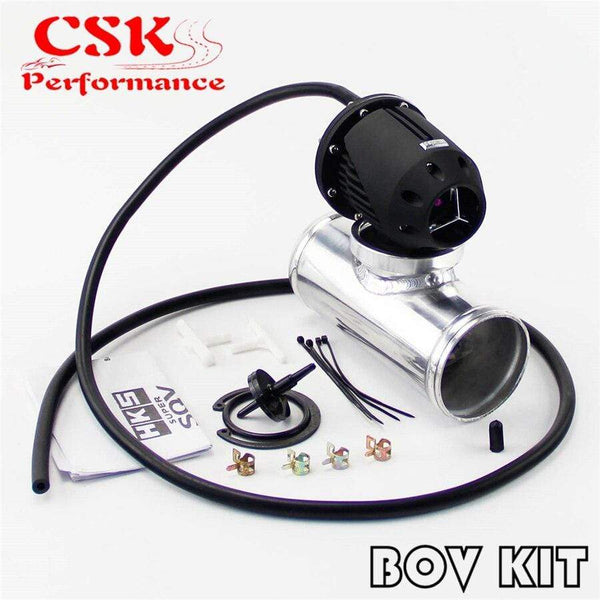 Planet Gates 2.25" Straight Flange Pipe Adapter + Adjustable SQV Blow Off Valve BOV II 2 Black / Silver