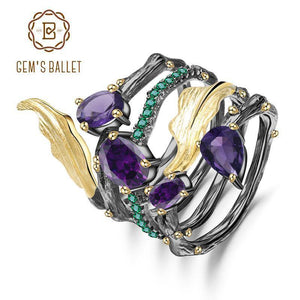 Planet Gates 2.26Ct Natural Amethyst Gemstone Finger Ring 925 Sterling Sliver Vintage Neo-Gothic Rings For Women Fine Jewelry