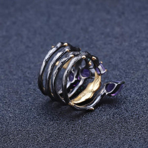 Planet Gates 2.26Ct Natural Amethyst Gemstone Finger Ring 925 Sterling Sliver Vintage Neo-Gothic Rings For Women Fine Jewelry