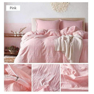 Planet Gates 2/3pc Pink Bedding Sets with Small Ball Microfiber Fabric Twin Double Queen King Duvet Cover Pillowcase Comfortable Home Textile