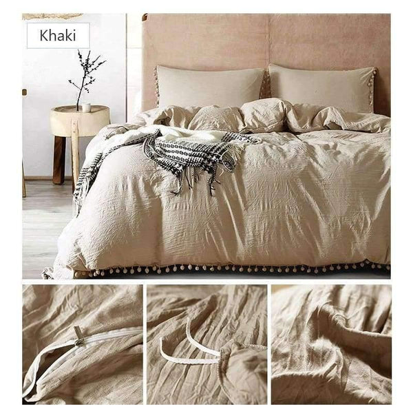 Planet Gates 2/3pc Pink Bedding Sets with Small Ball Microfiber Fabric Twin Double Queen King Duvet Cover Pillowcase Comfortable Home Textile