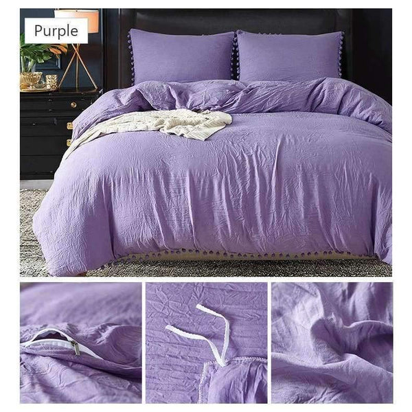 Planet Gates 2/3pc Pink Bedding Sets with Small Ball Microfiber Fabric Twin Double Queen King Duvet Cover Pillowcase Comfortable Home Textile