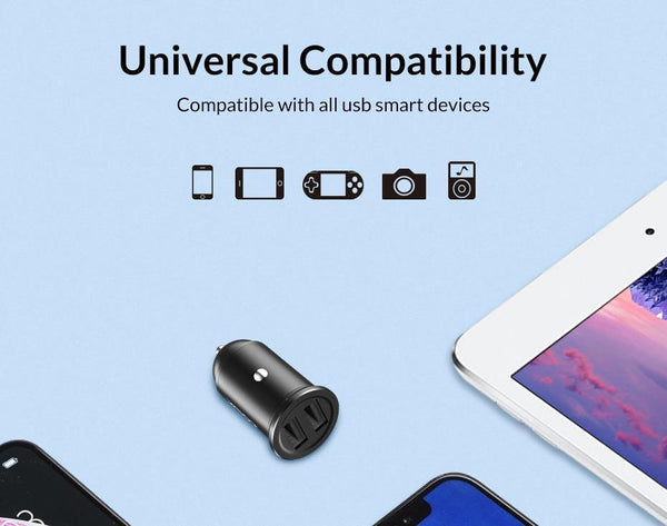 Planet Gates 2.4A Car Charger TOPK Mini USB Car Charger For iPhone Xiaomi Mobile Phone Tablet 3.1A Fast Charging  Dual USB Car-Charger Adapter in Car