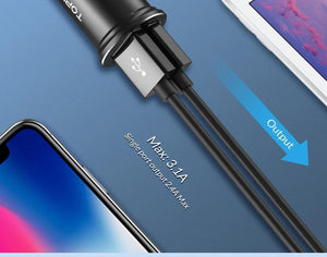 Planet Gates 2.4A Car Charger TOPK Mini USB Car Charger For iPhone Xiaomi Mobile Phone Tablet 3.1A Fast Charging  Dual USB Car-Charger Adapter in Car