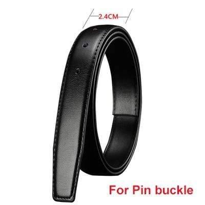 No Buckle Genuine Leather Belt Strap For Automatic Buckle Pin Buckle 2.4cm 2.8cm 3.0cm 3.2cm 3.5cm 3.8cm Width Men Belt Black