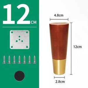 4pcs/lot Wood Legs TV Cabinet Support Sofa Legs Furniture Accessory Brass Gold Cups Solid Wooden Feet