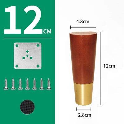 4pcs/lot Wood Legs TV Cabinet Support Sofa Legs Furniture Accessory Brass Gold Cups Solid Wooden Feet