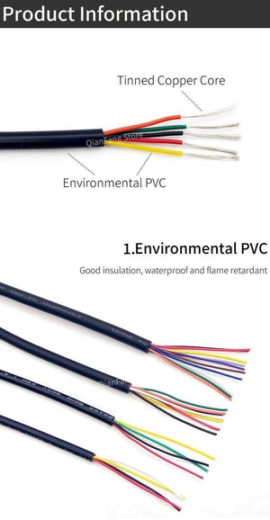 Planet Gates 2/5/10M Sheathed Wire Cable 28 26 24 22 20 18 16 AWG Copper Signal Cable 2 3 4 5 6 7 8 10 Core Soft Electronic Audio Wire UL2464