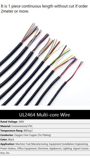Planet Gates 2/5/10M Sheathed Wire Cable 28 26 24 22 20 18 16 AWG Copper Signal Cable 2 3 4 5 6 7 8 10 Core Soft Electronic Audio Wire UL2464