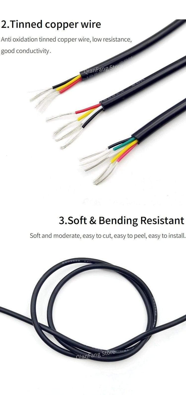 Planet Gates 2/5/10M Sheathed Wire Cable 28 26 24 22 20 18 16 AWG Copper Signal Cable 2 3 4 5 6 7 8 10 Core Soft Electronic Audio Wire UL2464